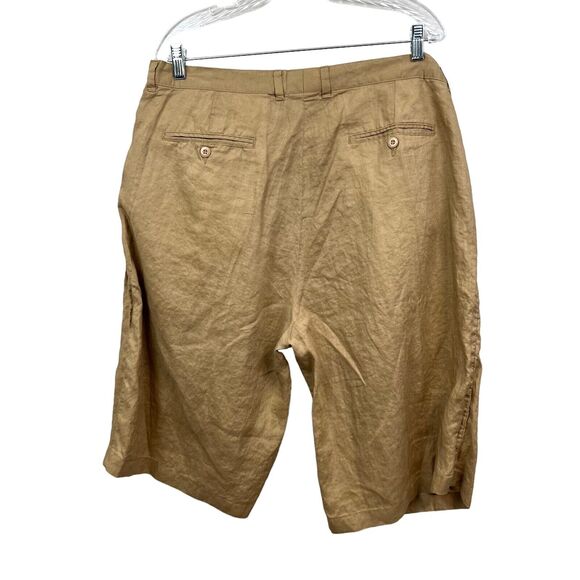 Gochu Mens Shorts Linen Pleated Front Slash Pockets Zip‎ Fly Tan Size 40 - Picture 5 of 6